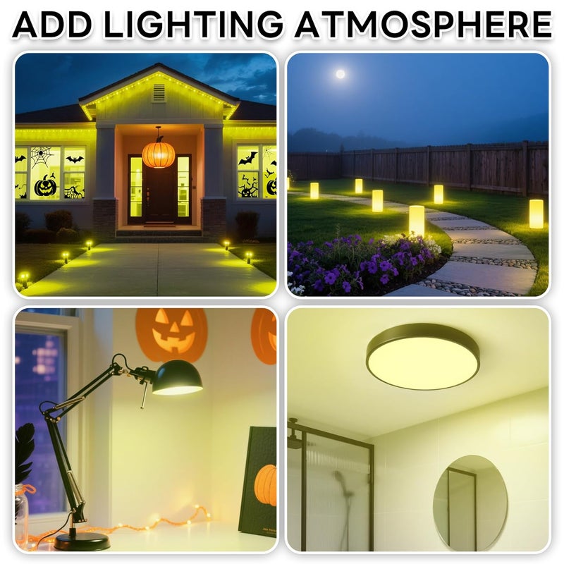 Arespark فيلم فلتر ضوء تحويل اللون، ملصقات فيلم فلتر شفاف DIY لتزيين عيد الميلاد، أضواء الحديقة، تلوين أبواب ونوافذ الزجاج، تلوين ضوء الضباب للسيارات (4 بوصة × 20 قدم، أصفر) - Image 2
